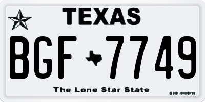 TX license plate BGF7749