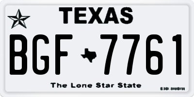 TX license plate BGF7761