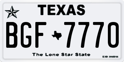 TX license plate BGF7770