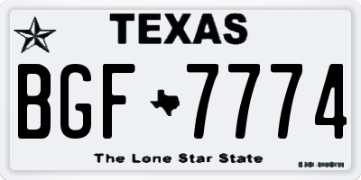 TX license plate BGF7774