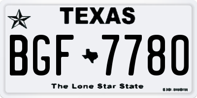 TX license plate BGF7780