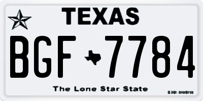 TX license plate BGF7784