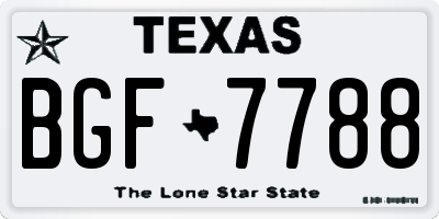 TX license plate BGF7788