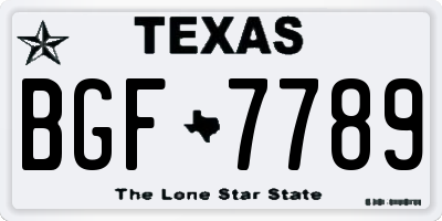 TX license plate BGF7789
