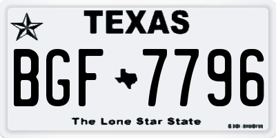 TX license plate BGF7796