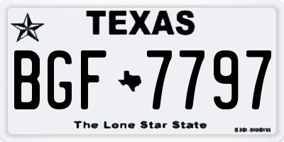 TX license plate BGF7797
