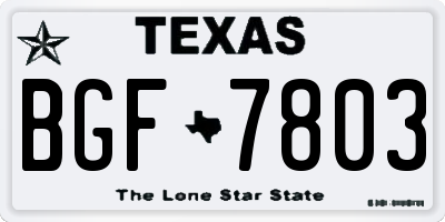 TX license plate BGF7803