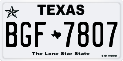 TX license plate BGF7807