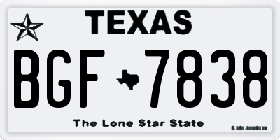 TX license plate BGF7838