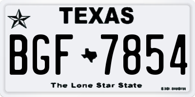 TX license plate BGF7854