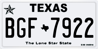 TX license plate BGF7922