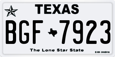 TX license plate BGF7923