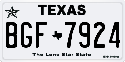 TX license plate BGF7924