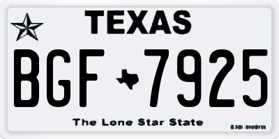 TX license plate BGF7925