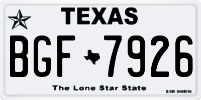TX license plate BGF7926
