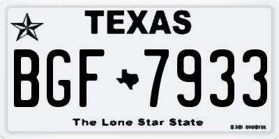 TX license plate BGF7933