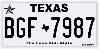 TX license plate BGF7987
