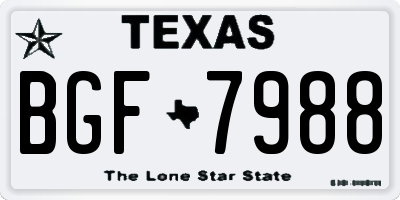 TX license plate BGF7988