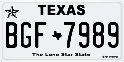 TX license plate BGF7989