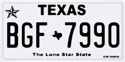 TX license plate BGF7990