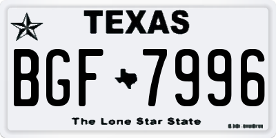 TX license plate BGF7996