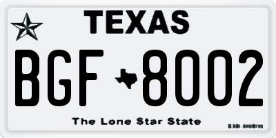 TX license plate BGF8002