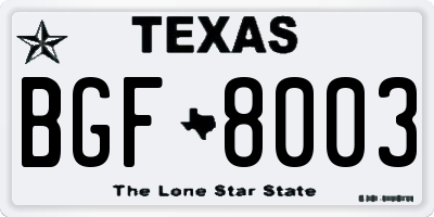 TX license plate BGF8003