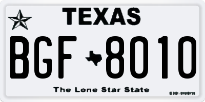 TX license plate BGF8010