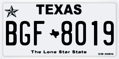 TX license plate BGF8019
