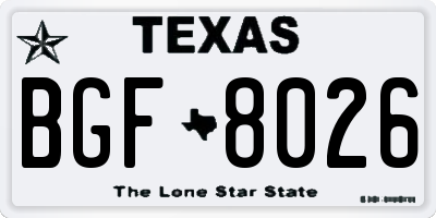 TX license plate BGF8026