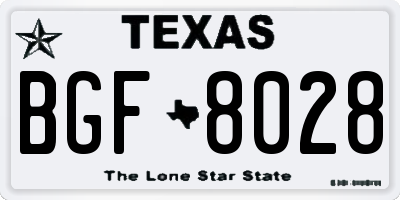 TX license plate BGF8028