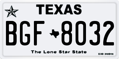 TX license plate BGF8032