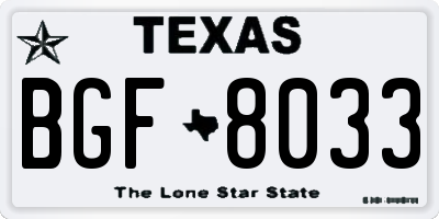 TX license plate BGF8033