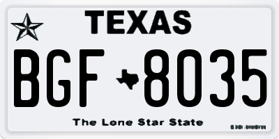 TX license plate BGF8035