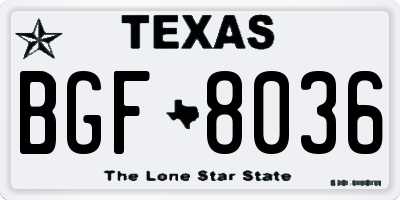 TX license plate BGF8036