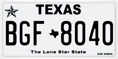 TX license plate BGF8040
