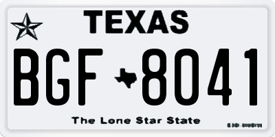 TX license plate BGF8041