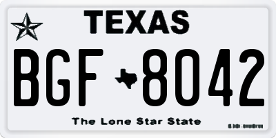 TX license plate BGF8042