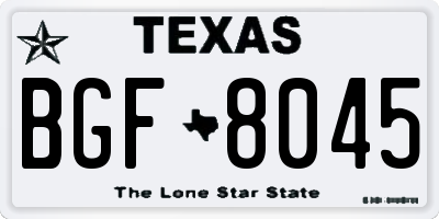 TX license plate BGF8045