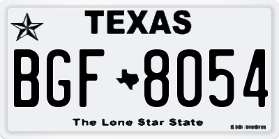 TX license plate BGF8054
