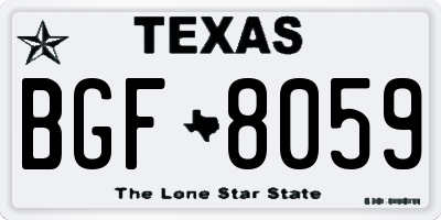 TX license plate BGF8059