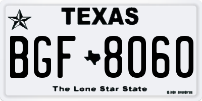 TX license plate BGF8060