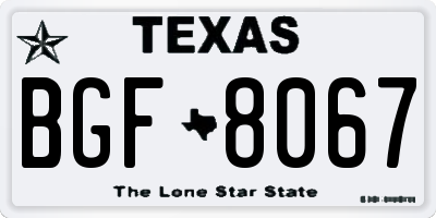 TX license plate BGF8067