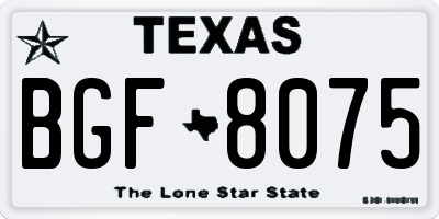 TX license plate BGF8075