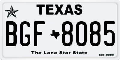 TX license plate BGF8085