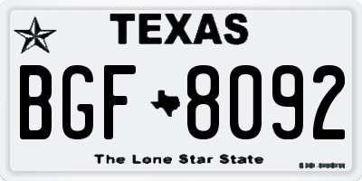 TX license plate BGF8092