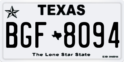 TX license plate BGF8094