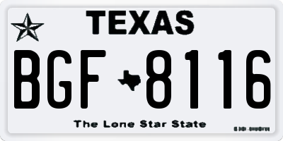 TX license plate BGF8116
