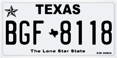 TX license plate BGF8118