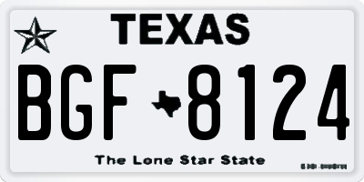 TX license plate BGF8124